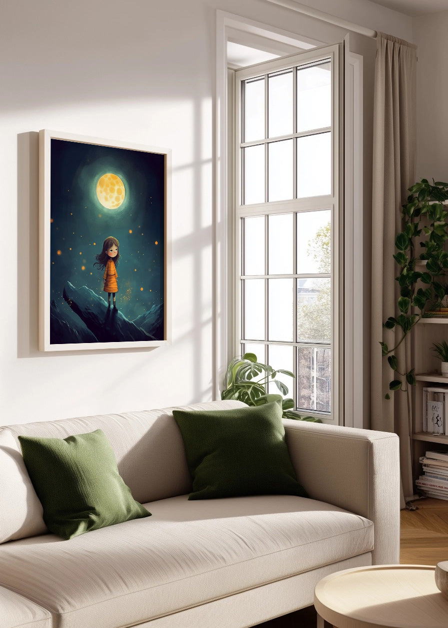 Cuadro Niña bajo la luna