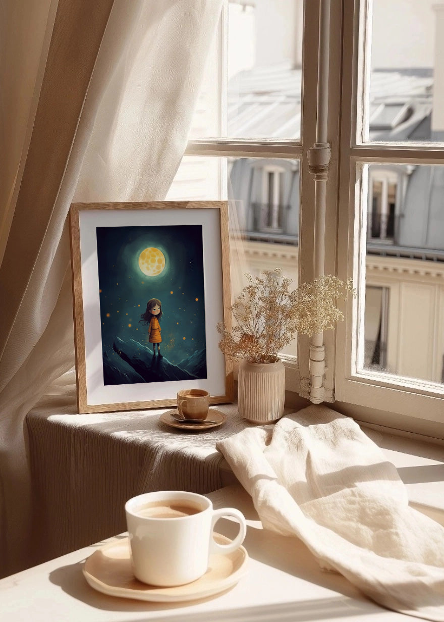 Cuadro Niña bajo la luna