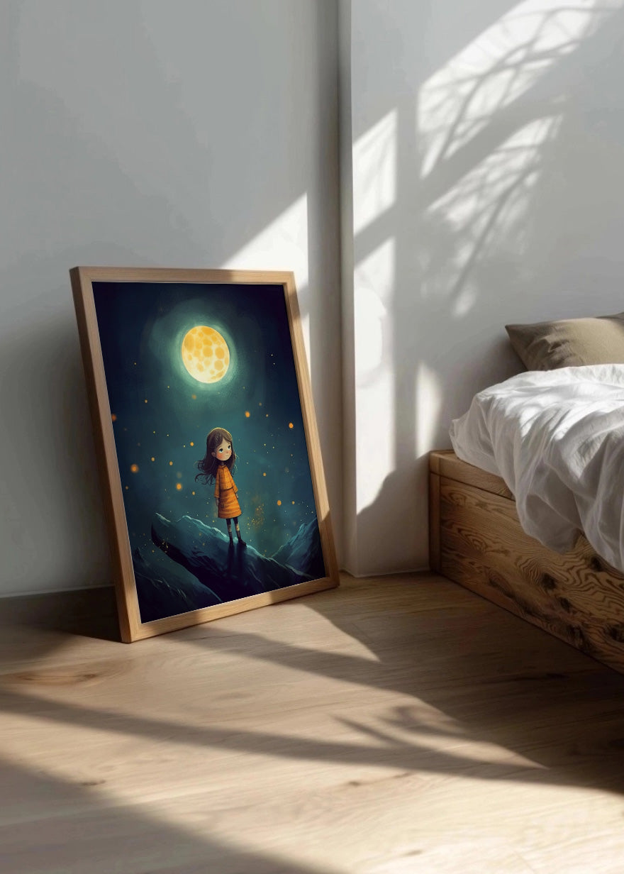 Cuadro Niña bajo la luna