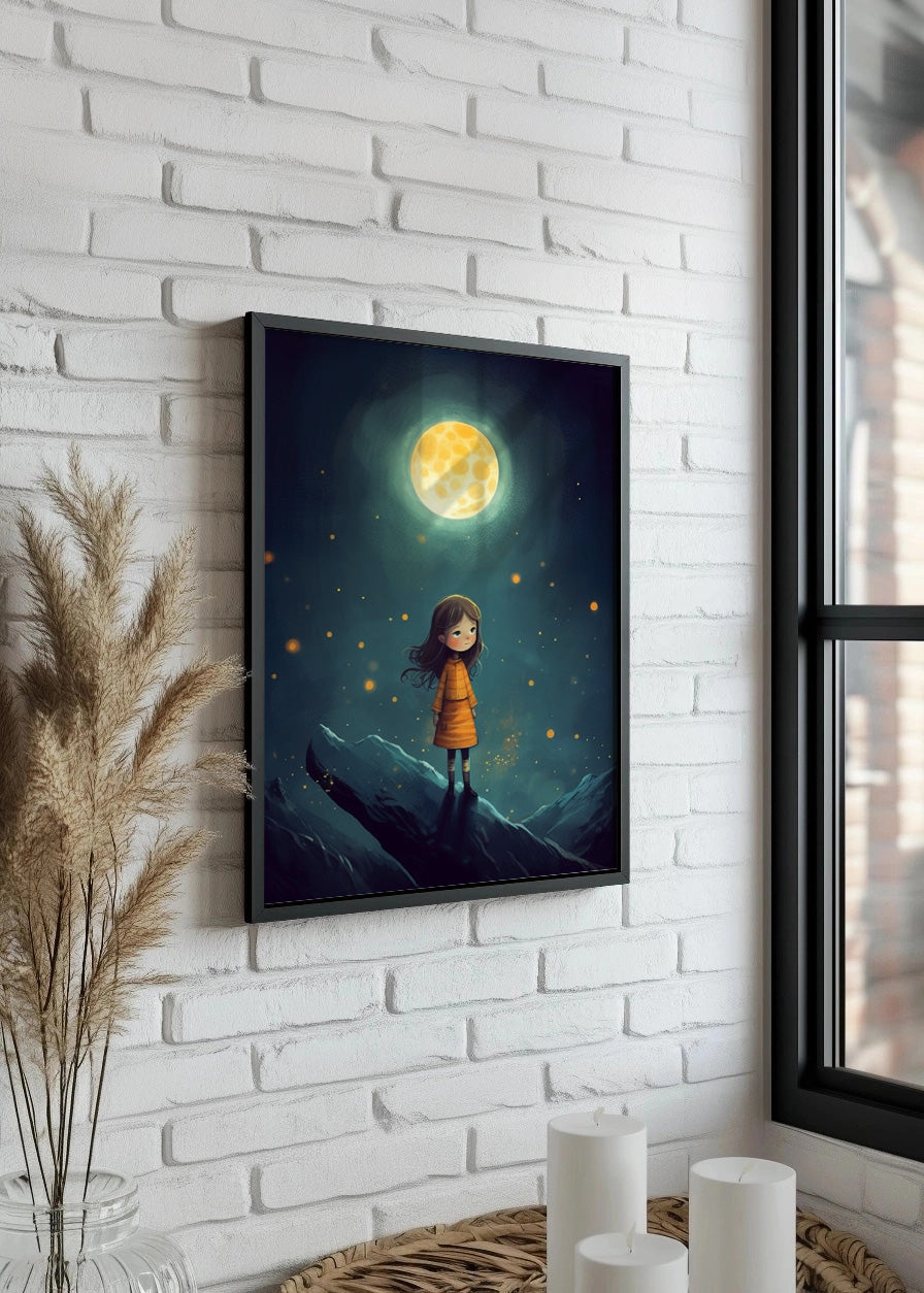 Cuadro Niña bajo la luna