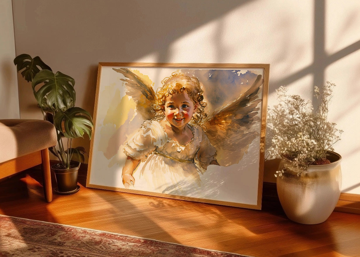 Cuadro El niño ángel feliz