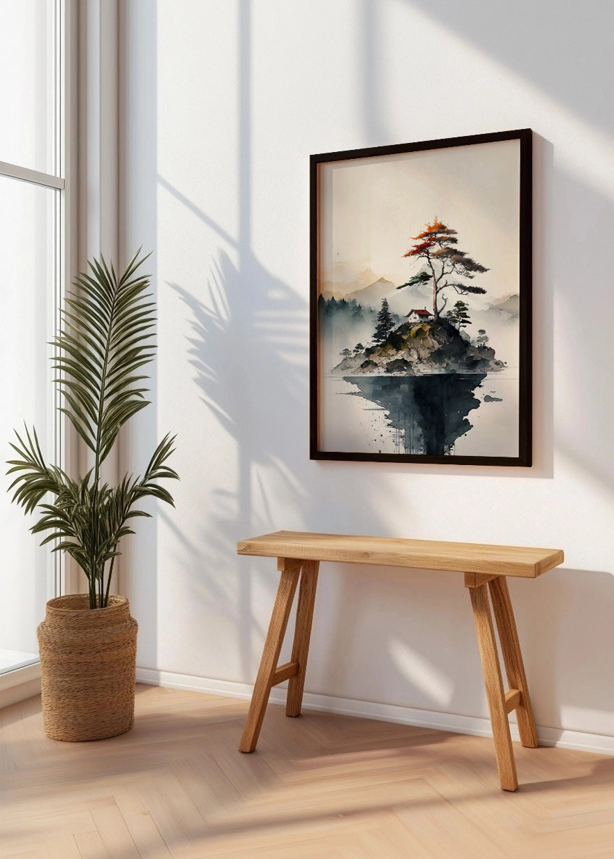 Cuadro Paisaje de isla con árboles