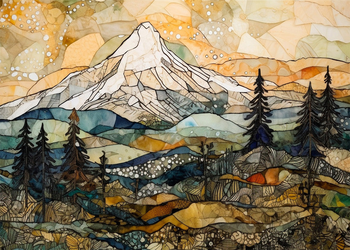 Cuadro Paisaje de montañas y bosque