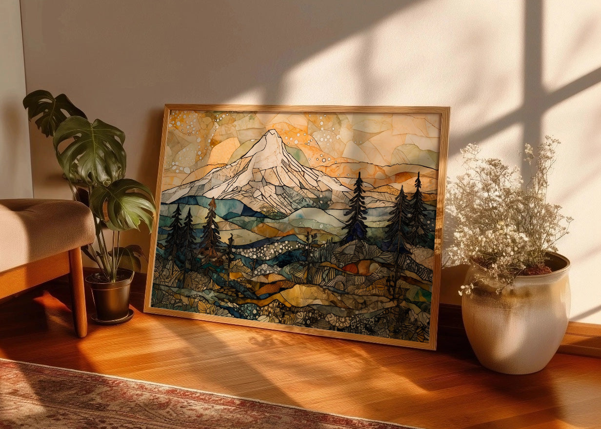 Cuadro Paisaje de montañas y bosque