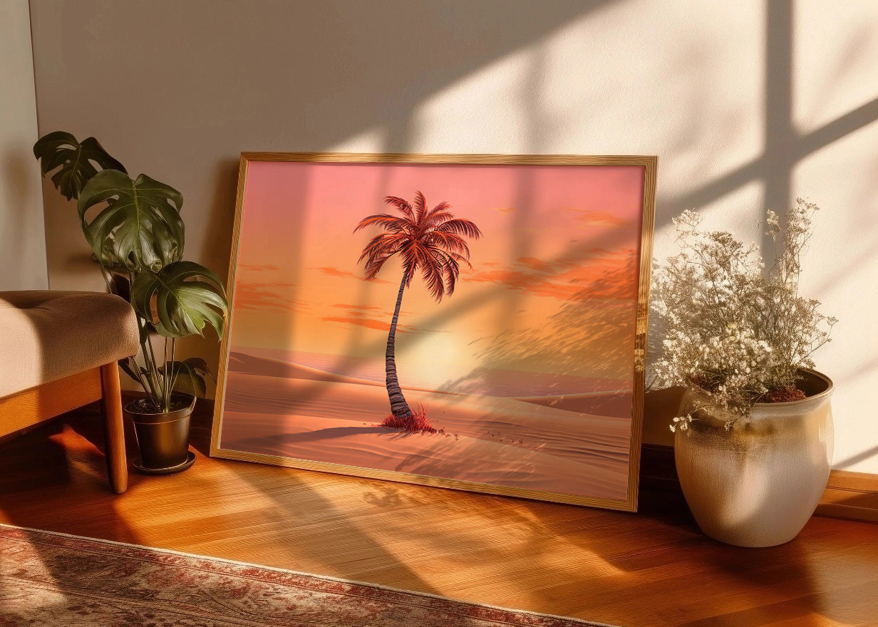 Cuadro Palmera: colores pasteles