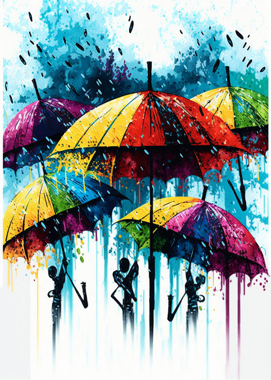 Cuadro Paraguas de colores nota musical