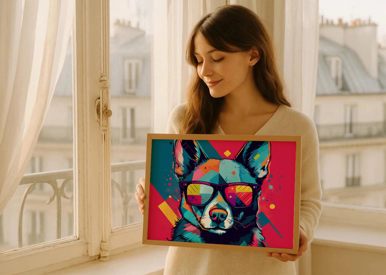 Cuadro Perro con flow aesthetic