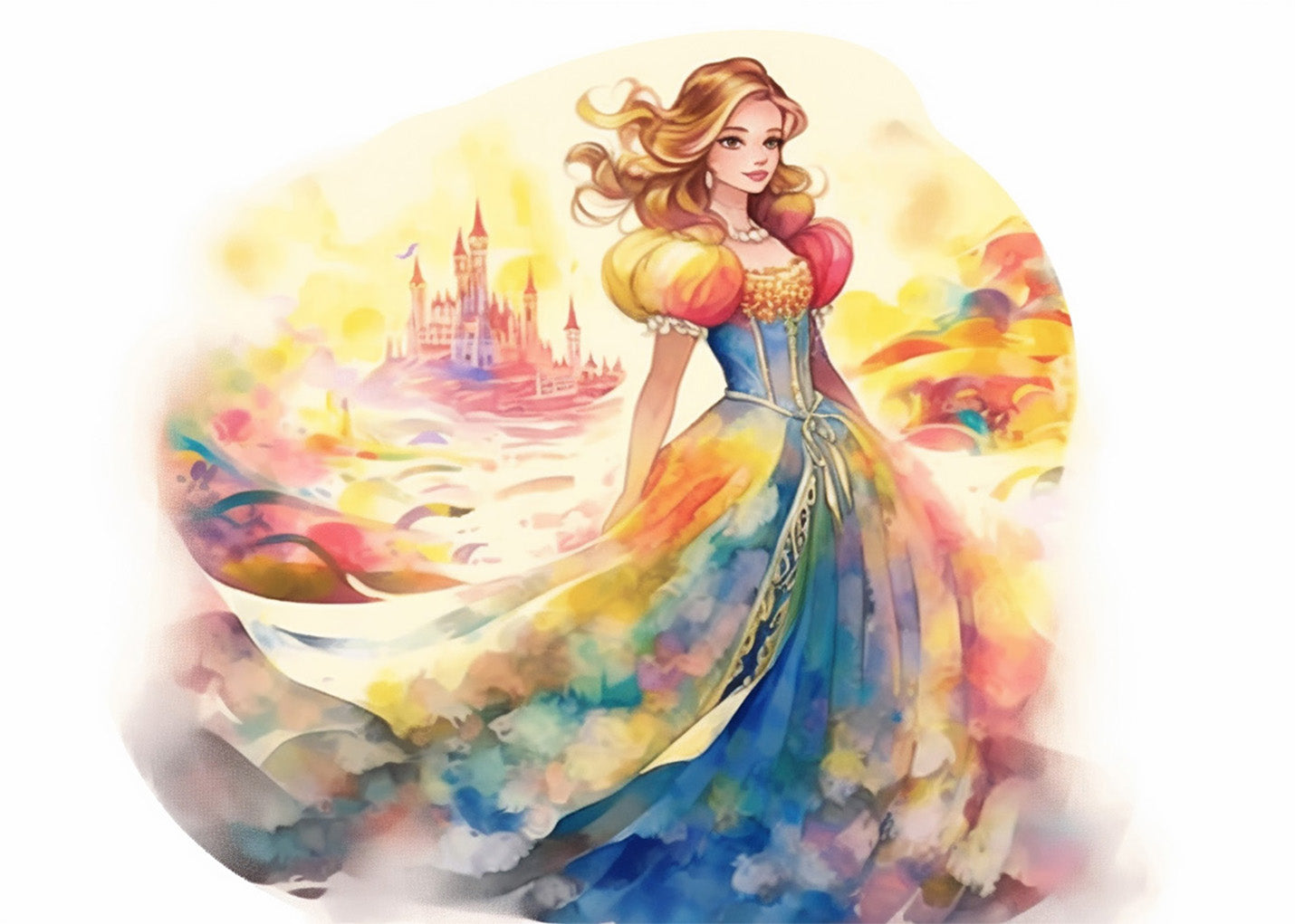 Cuadro Princesa con vestido de colores