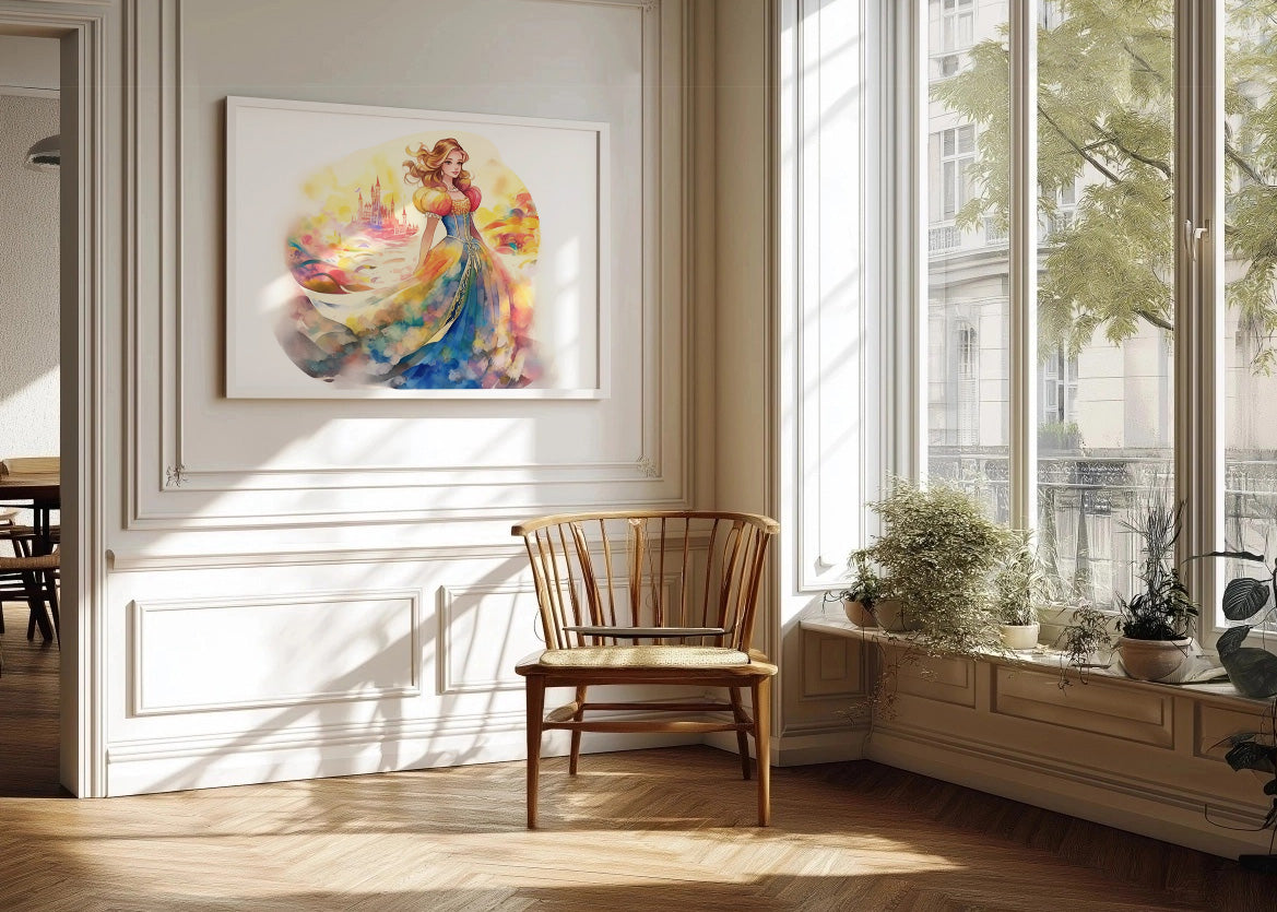 Cuadro Princesa con vestido de colores