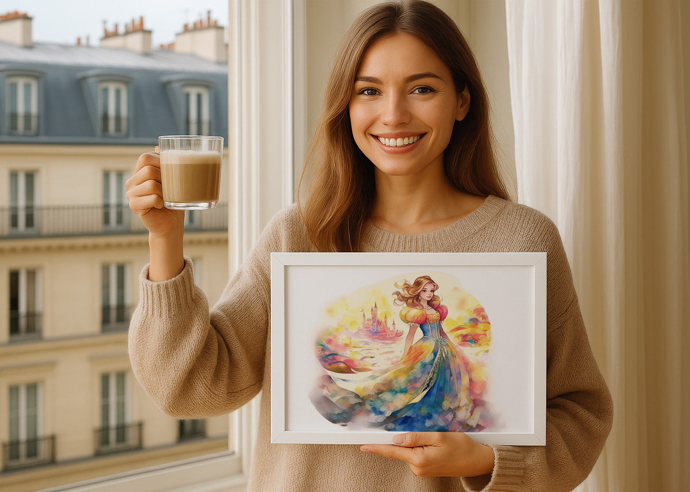 Cuadro Princesa con vestido de colores