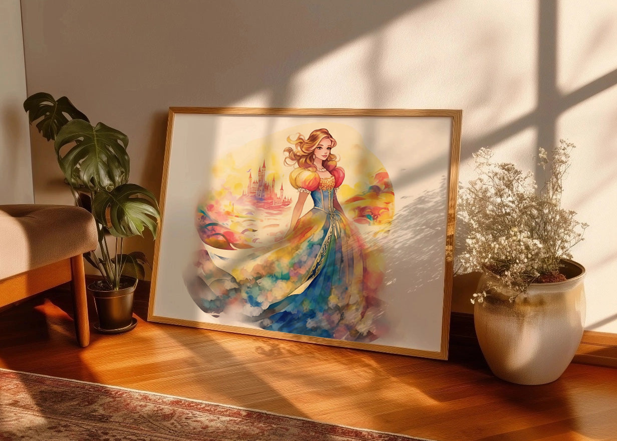 Cuadro Princesa con vestido de colores