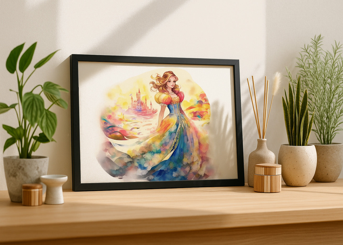 Cuadro Princesa con vestido de colores