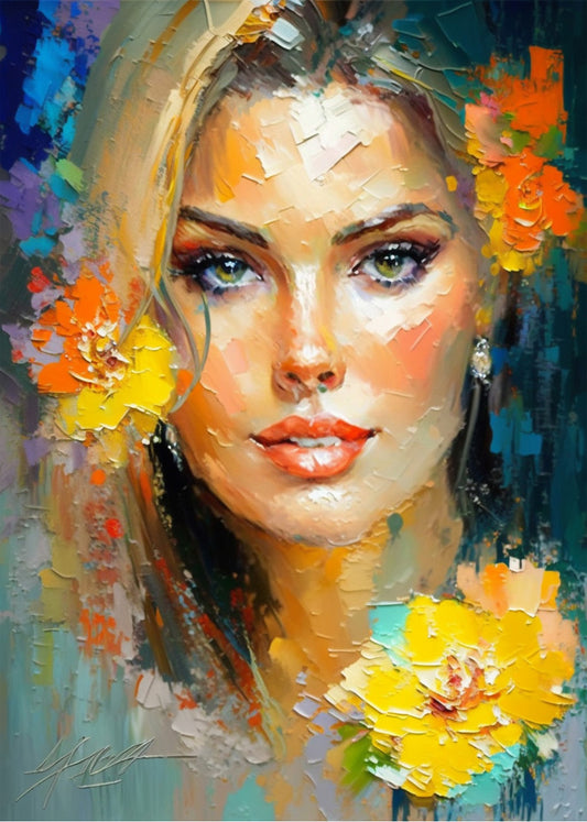 Cuadro Bella mujer con flores