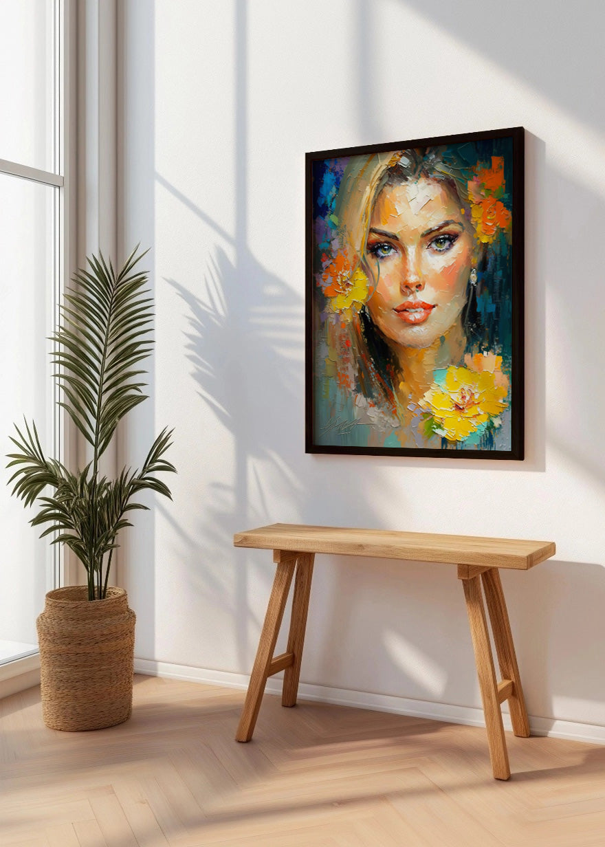 Cuadro Bella mujer con flores