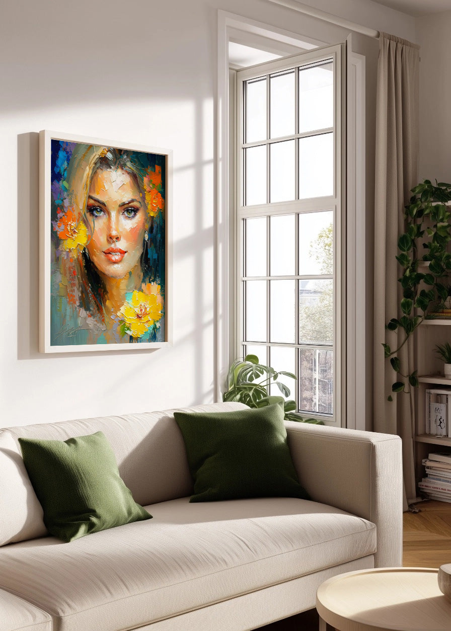 Cuadro Bella mujer con flores