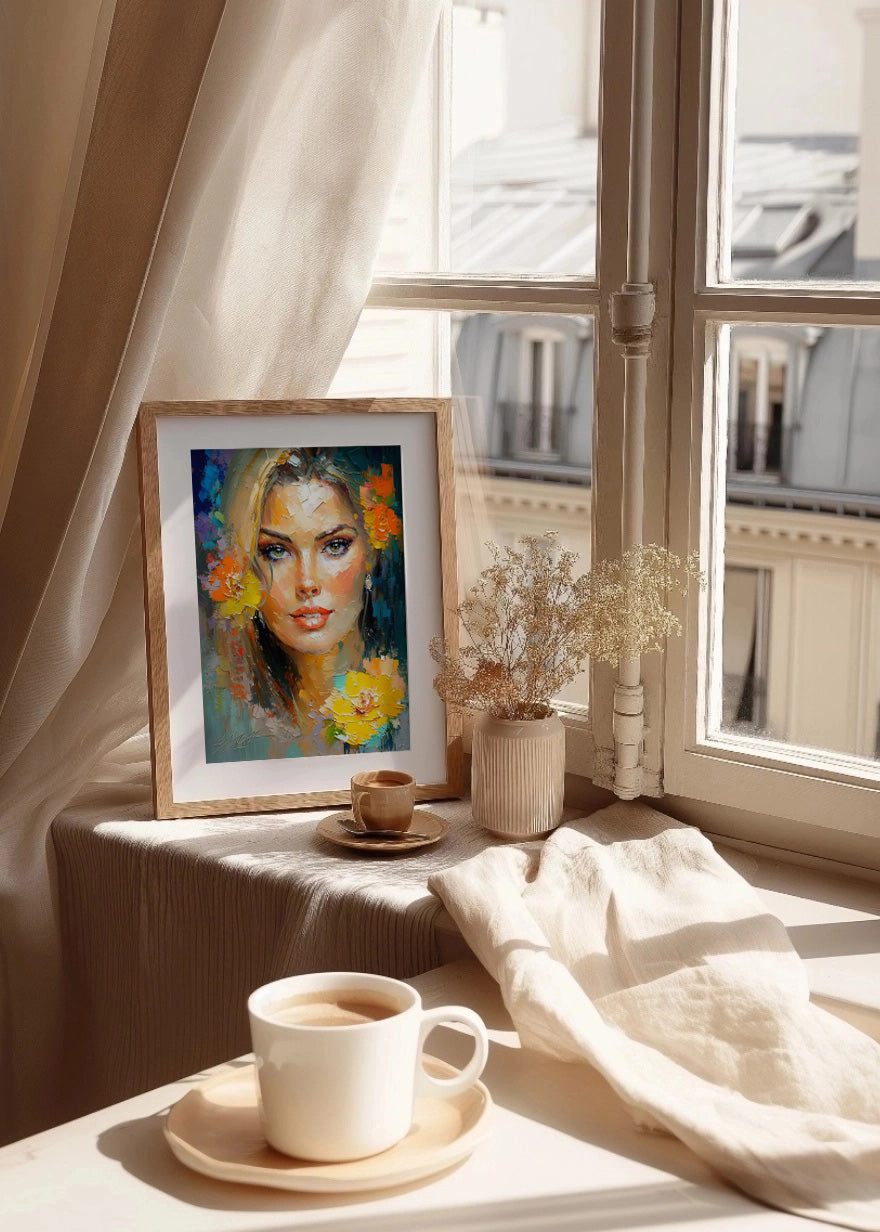 Cuadro Bella mujer con flores