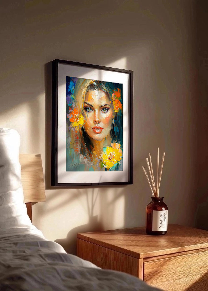 Cuadro Bella mujer con flores