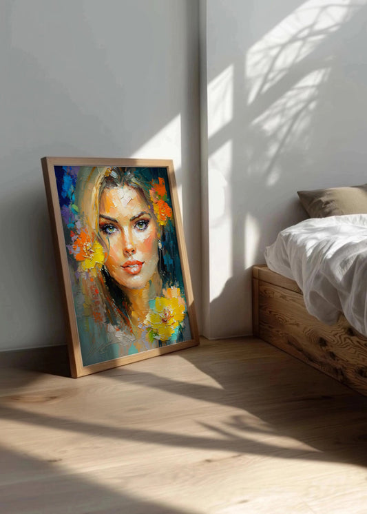 Cuadro Bella mujer con flores