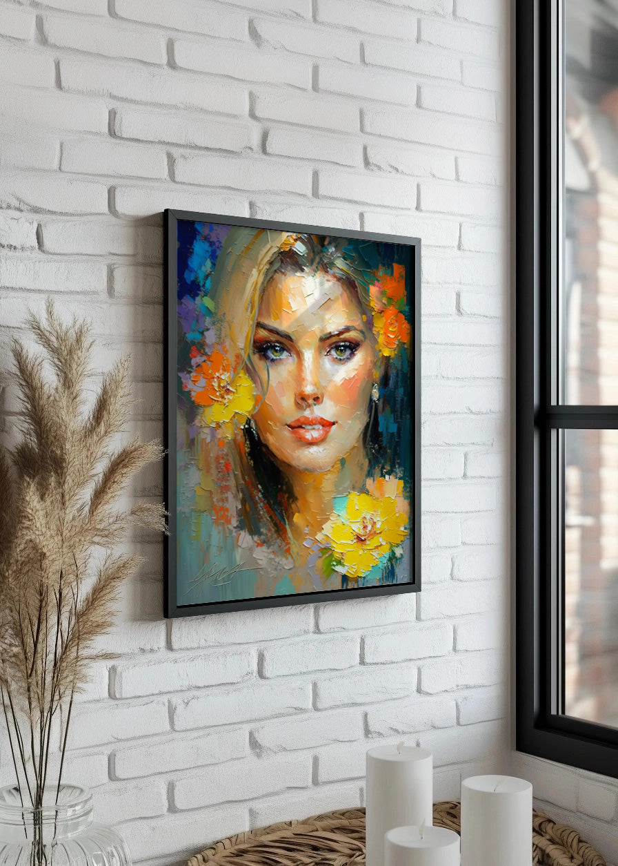 Cuadro Bella mujer con flores