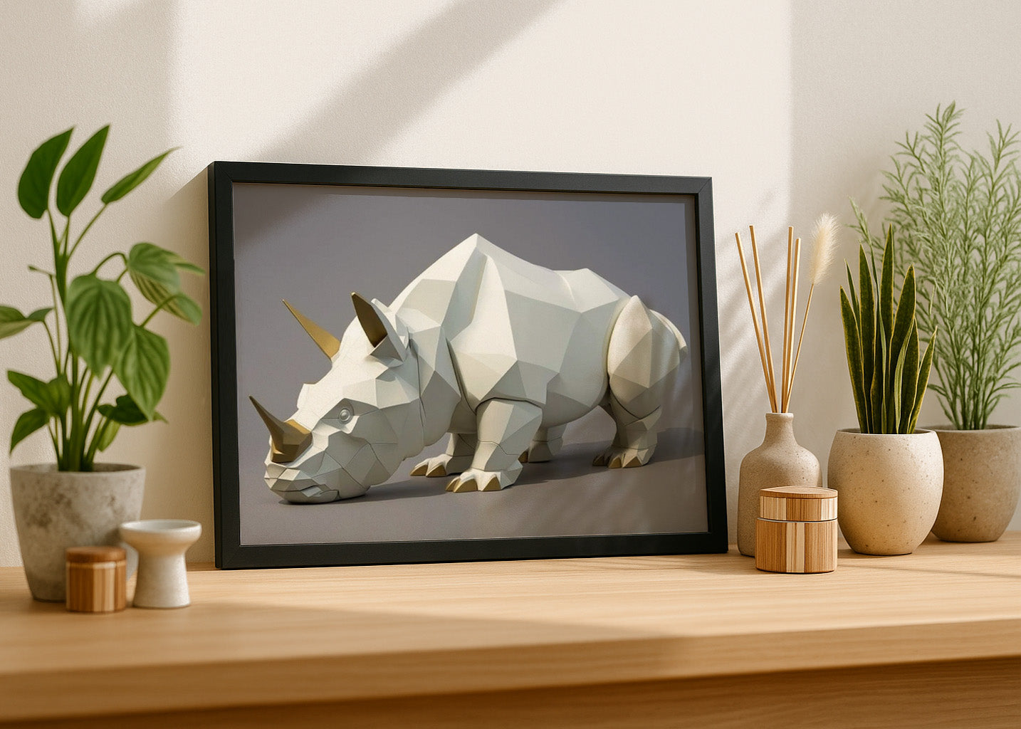 Cuadro Rinoceronte geométrico