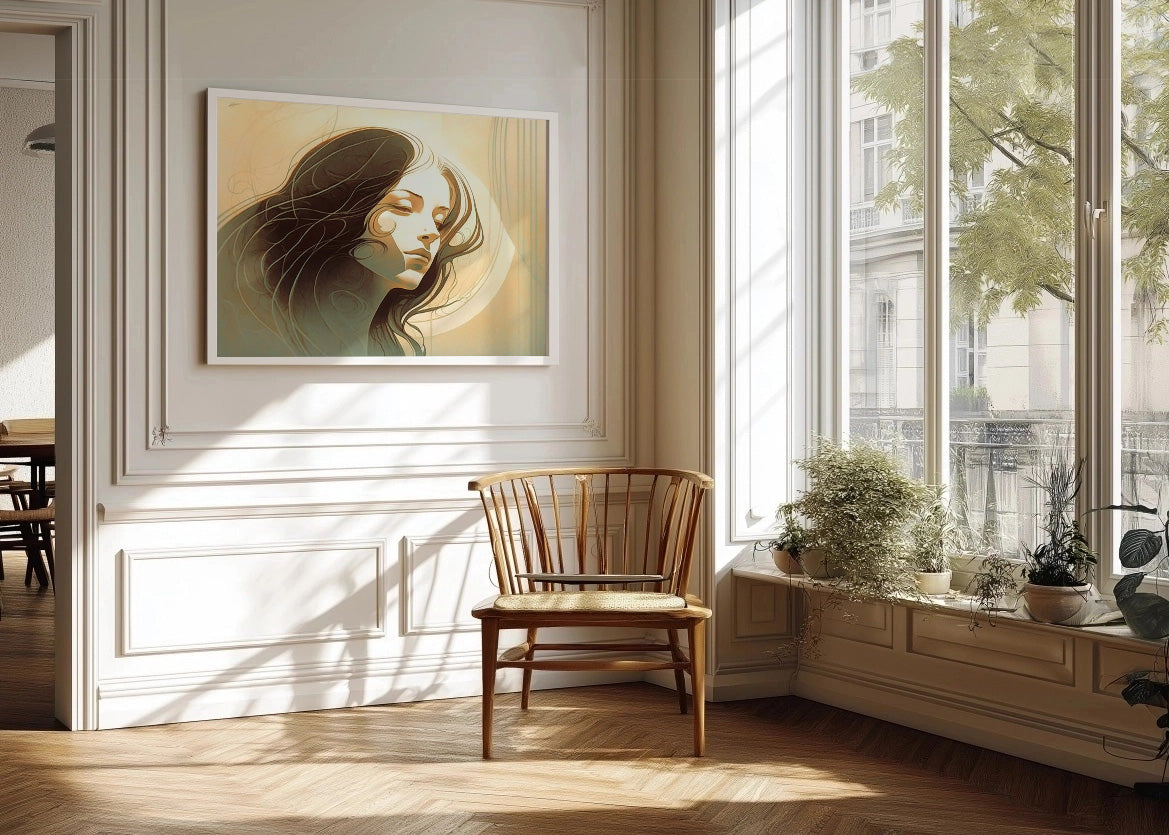 Cuadro Mujer sintiendo estilo minimalista