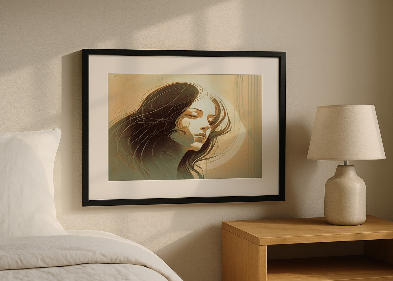 Cuadro Mujer sintiendo estilo minimalista