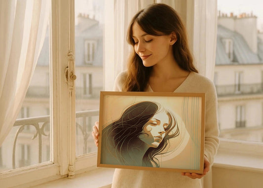 Cuadro Mujer sintiendo estilo minimalista