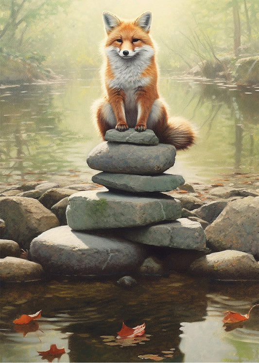 Cuadro Zorro sobre la roca