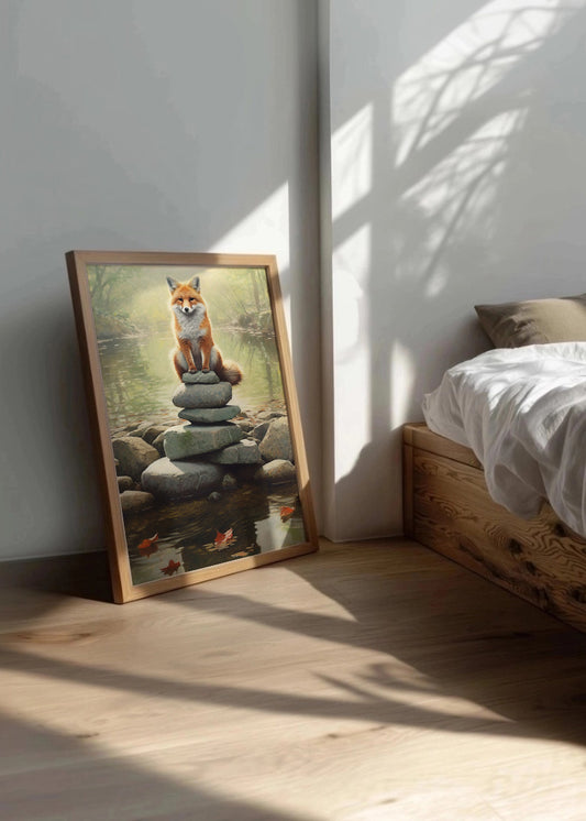 Cuadro Zorro sobre la roca