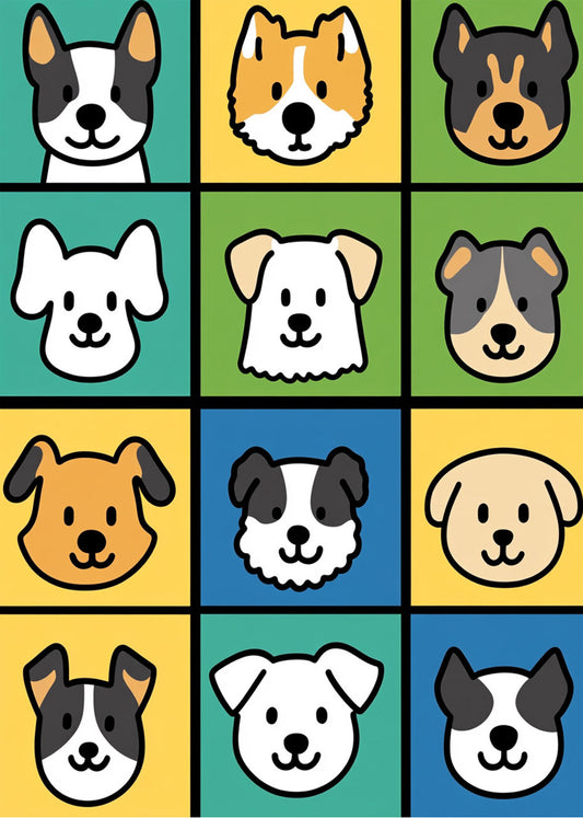 Cuadro ​12 perros dibujos