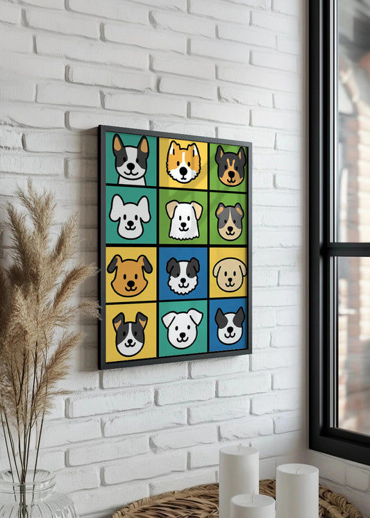 Cuadro ​12 perros dibujos