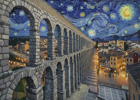 Cuadro Acueducto de Segovia - Noche Estrellada
