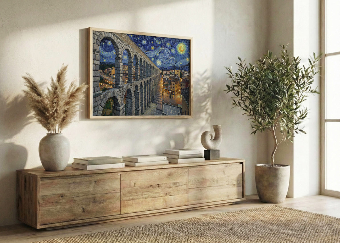 Cuadro Acueducto de Segovia - Noche Estrellada