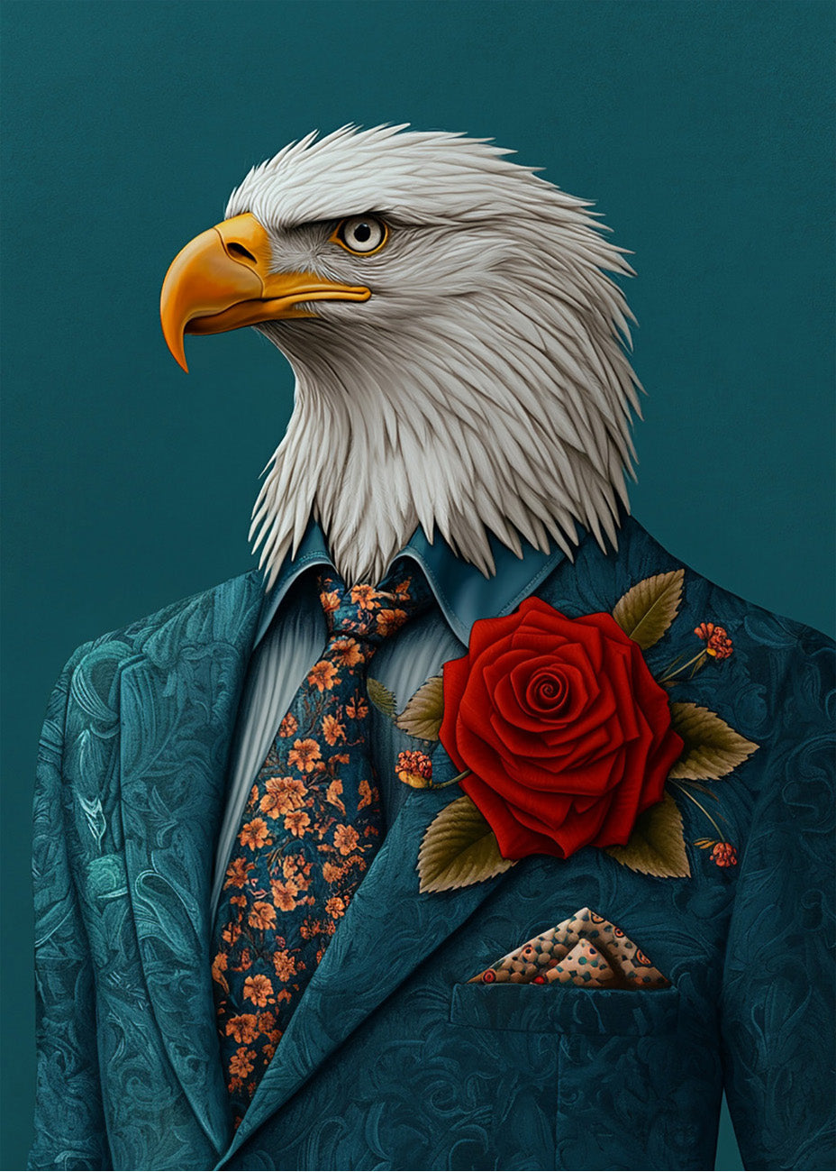 Cuadro Águila vestida como persona con traje