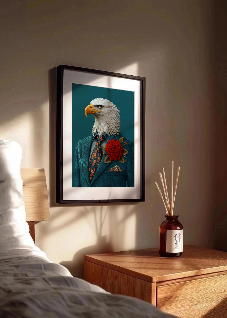 Cuadro Águila vestida como persona con traje