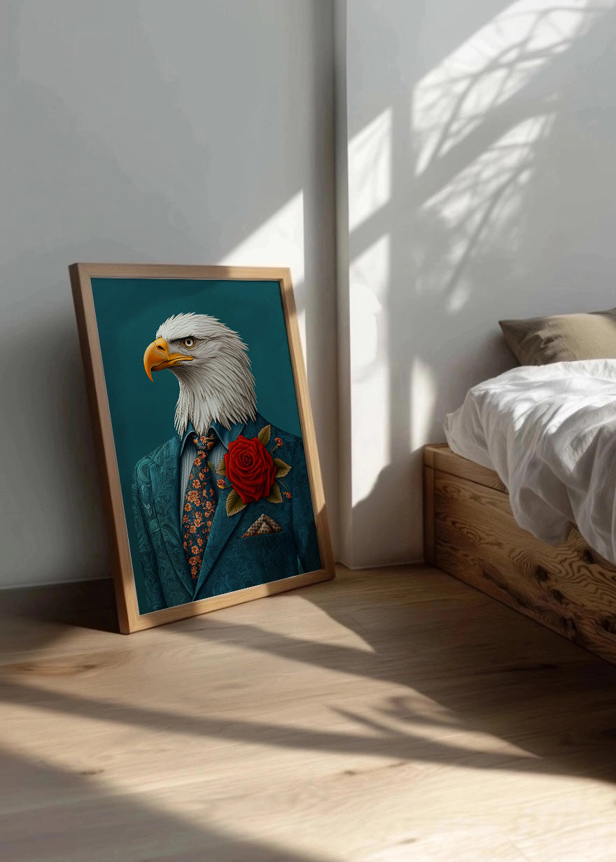 Cuadro Águila vestida como persona con traje