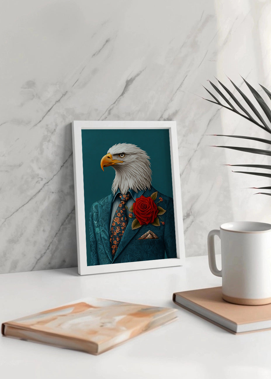 Cuadro Águila vestida como persona con traje
