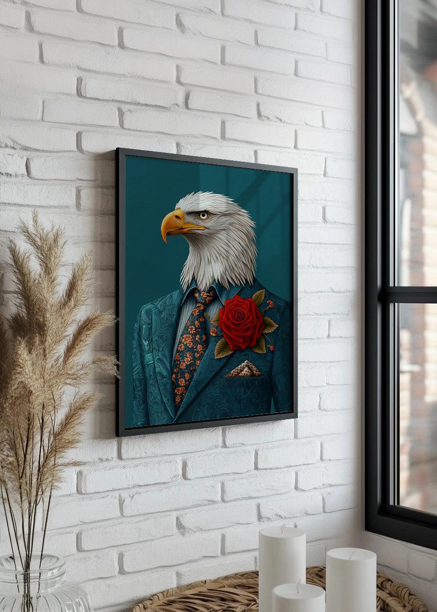 Cuadro Águila vestida como persona con traje