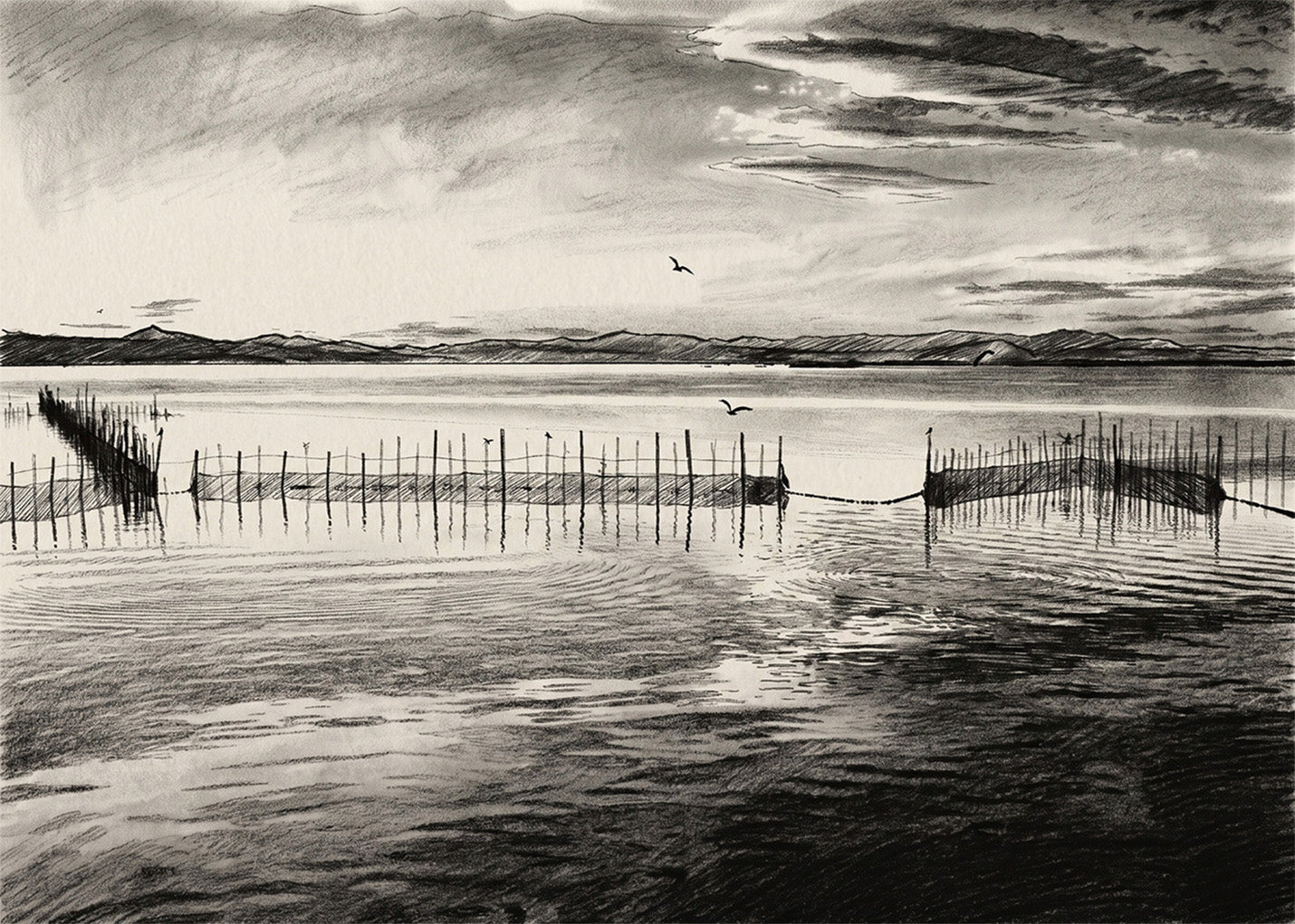 Cuadro Albufera de Valencia efecto lápiz