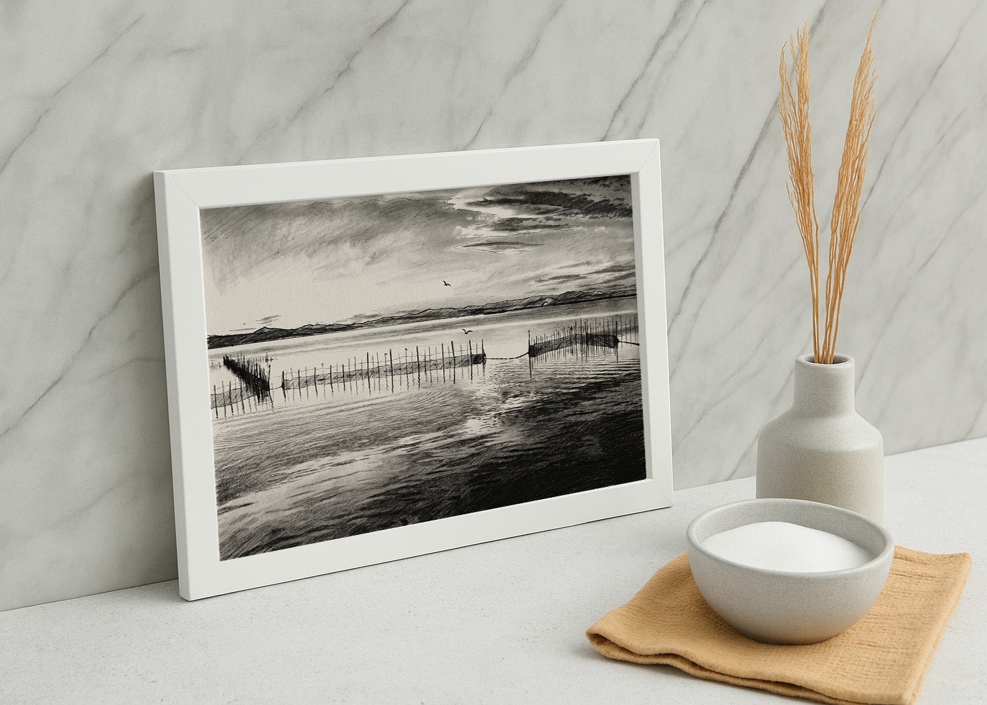 Cuadro Albufera de Valencia efecto lápiz