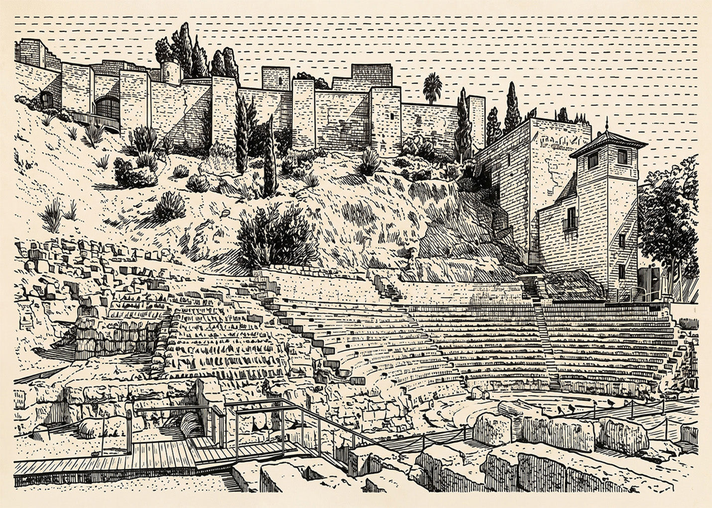 Cuadro Alcazaba y teatro romano de Málaga - Minimalista