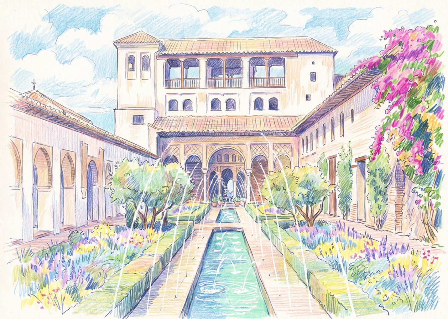 Cuadro Alhambra Generalife efecto dibujo