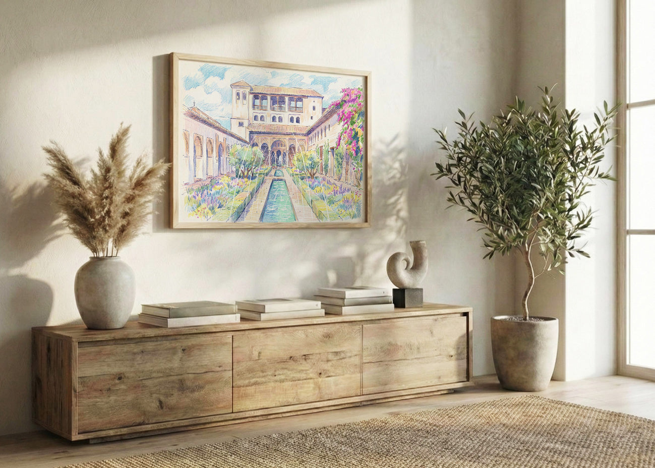 Cuadro Alhambra Generalife efecto dibujo