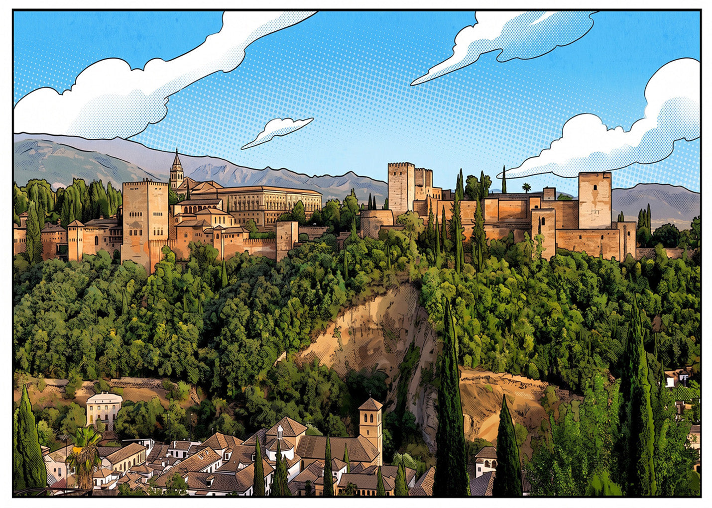 Cuadro Alhambra de Granada - Cómic