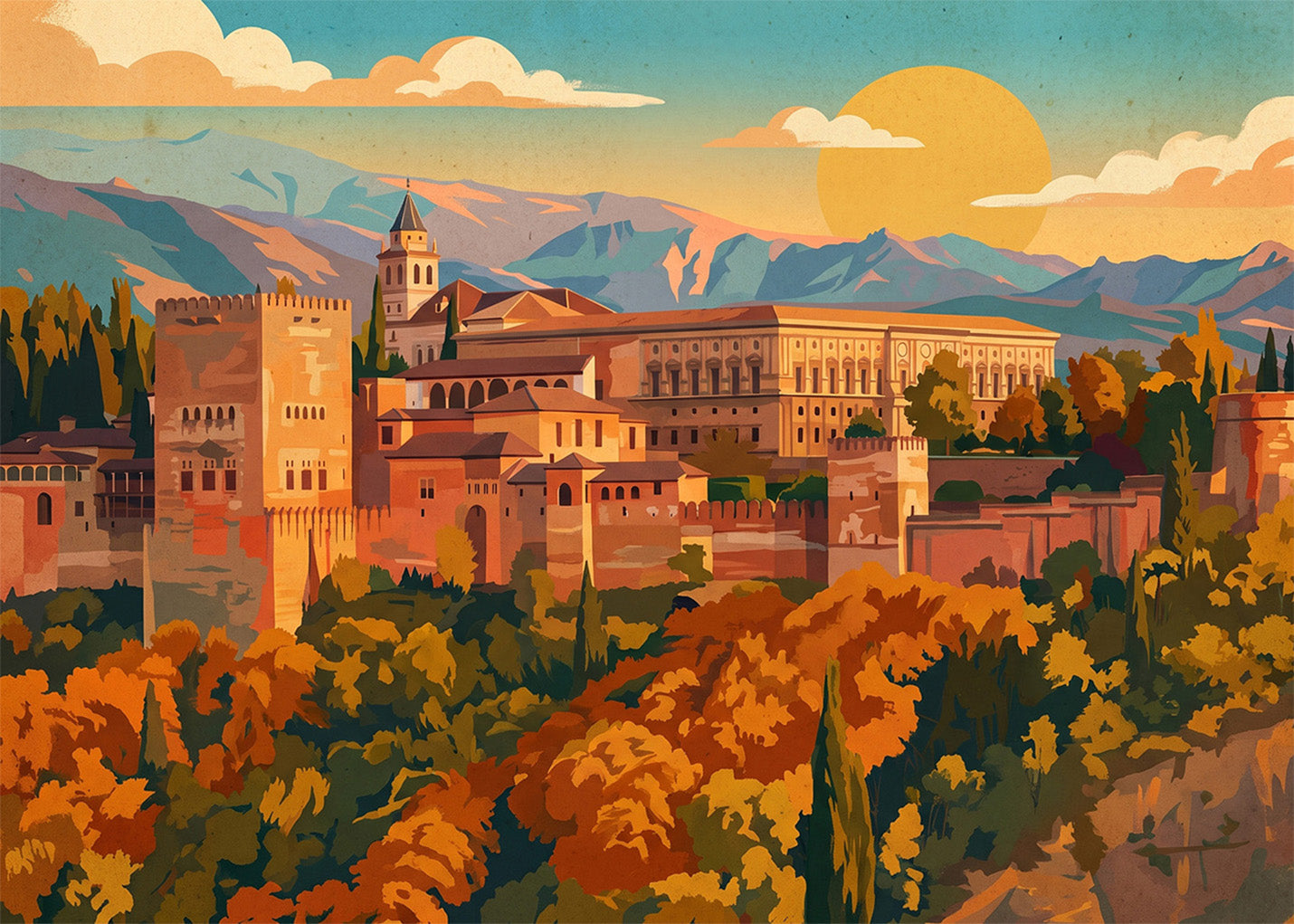 Cuadro Alhambra de Granada - Otoño