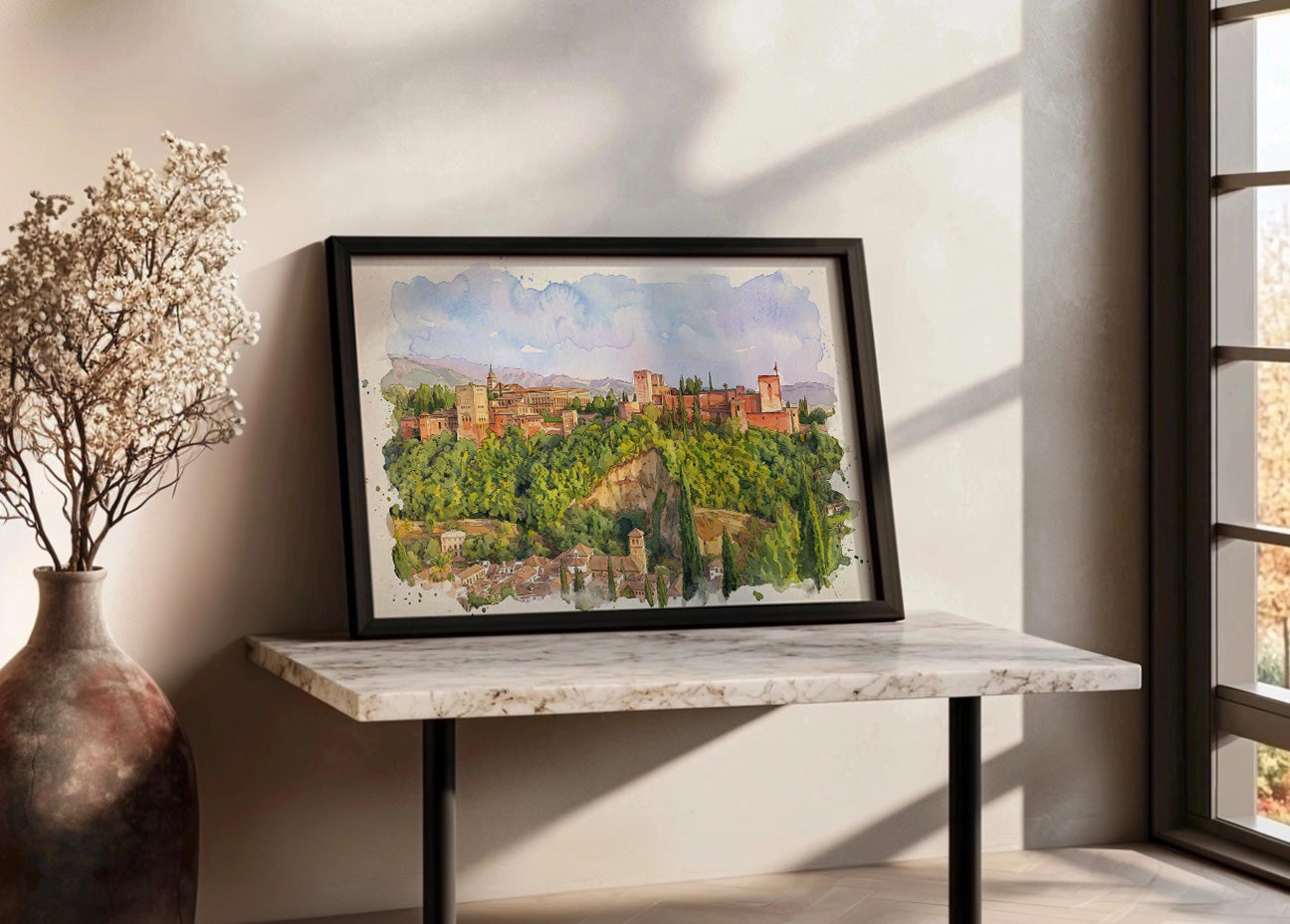 Cuadro Alhambra de Granada efecto acuarela