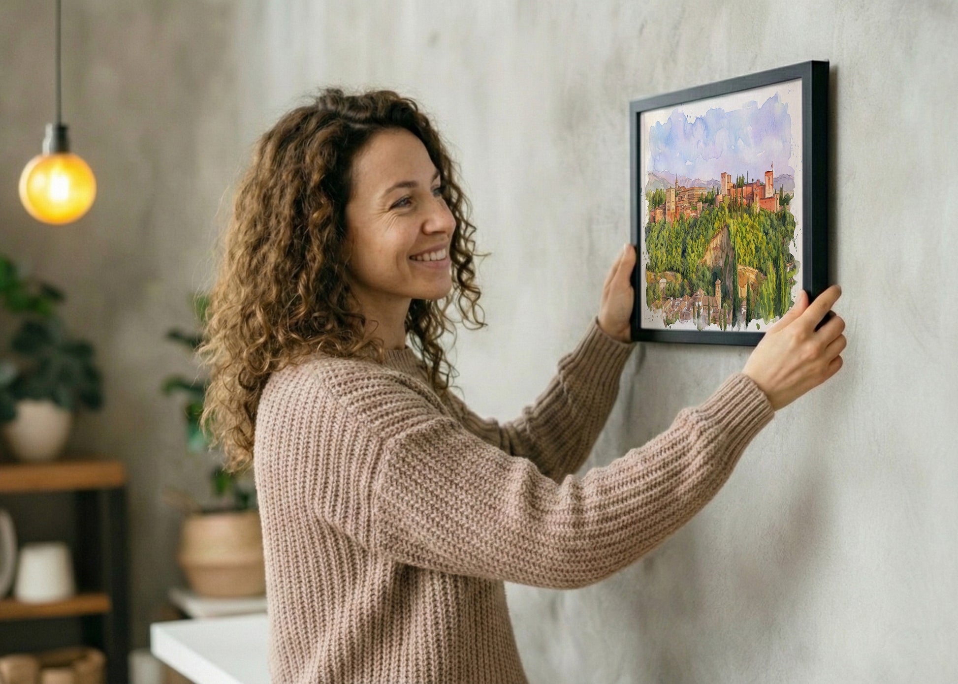 Cuadro Alhambra de Granada efecto acuarela