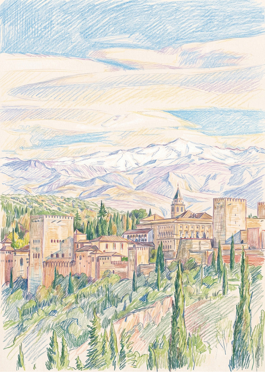 Cuadro Alhambra de Granada efecto dibujo