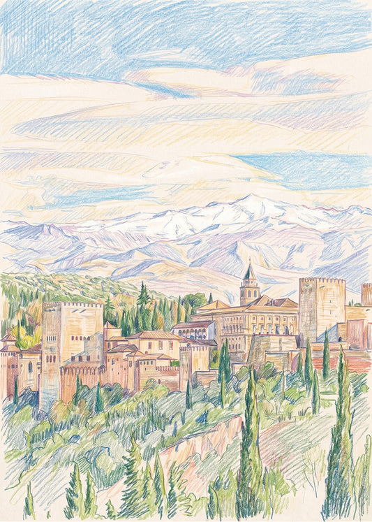 Cuadro Alhambra de Granada efecto dibujo