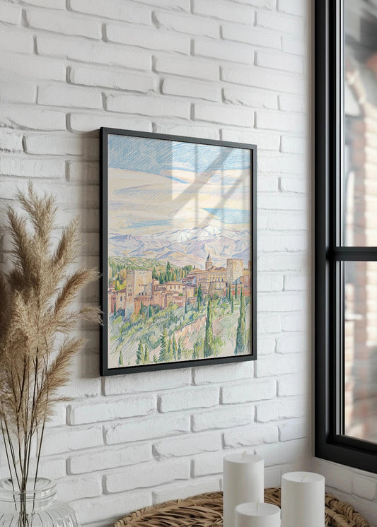 Cuadro Alhambra de Granada efecto dibujo